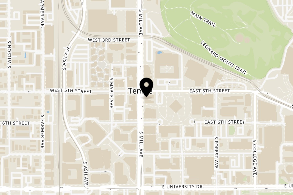Map showing the location of Culinary Gangster Tempe on 501 S Mill Ave #200 in Tempe